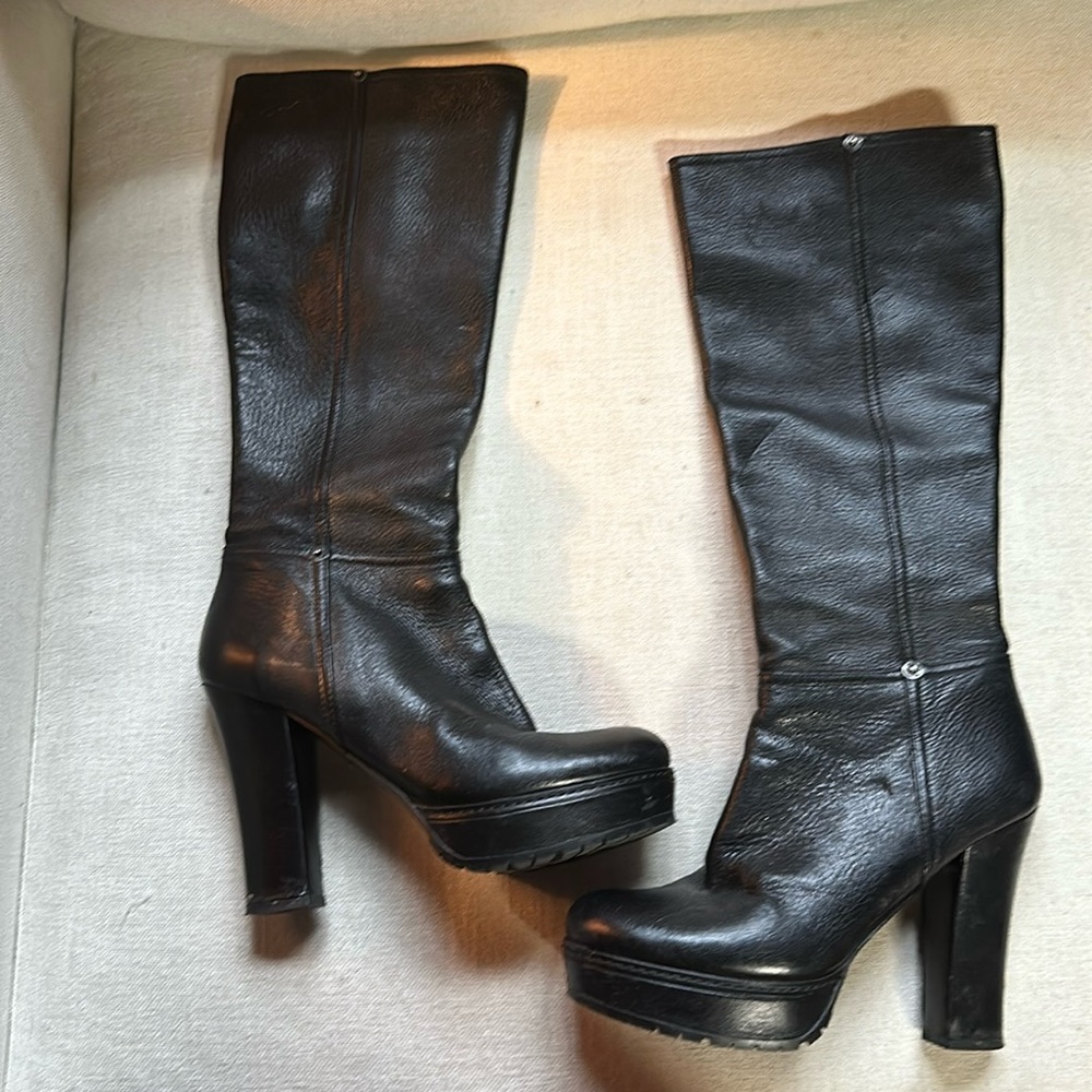 Prada platform, lug sole black boots. Size 38. Pre owned.